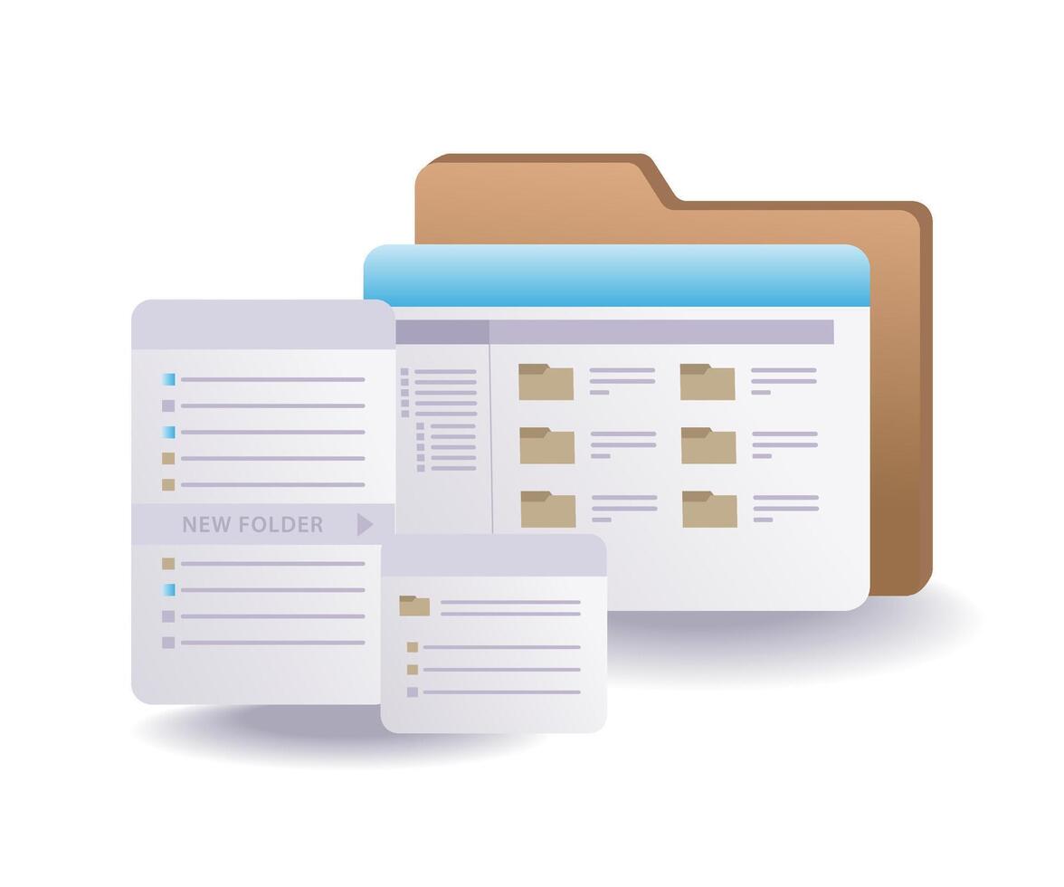 Illustration of creating a new folder on a computer vector