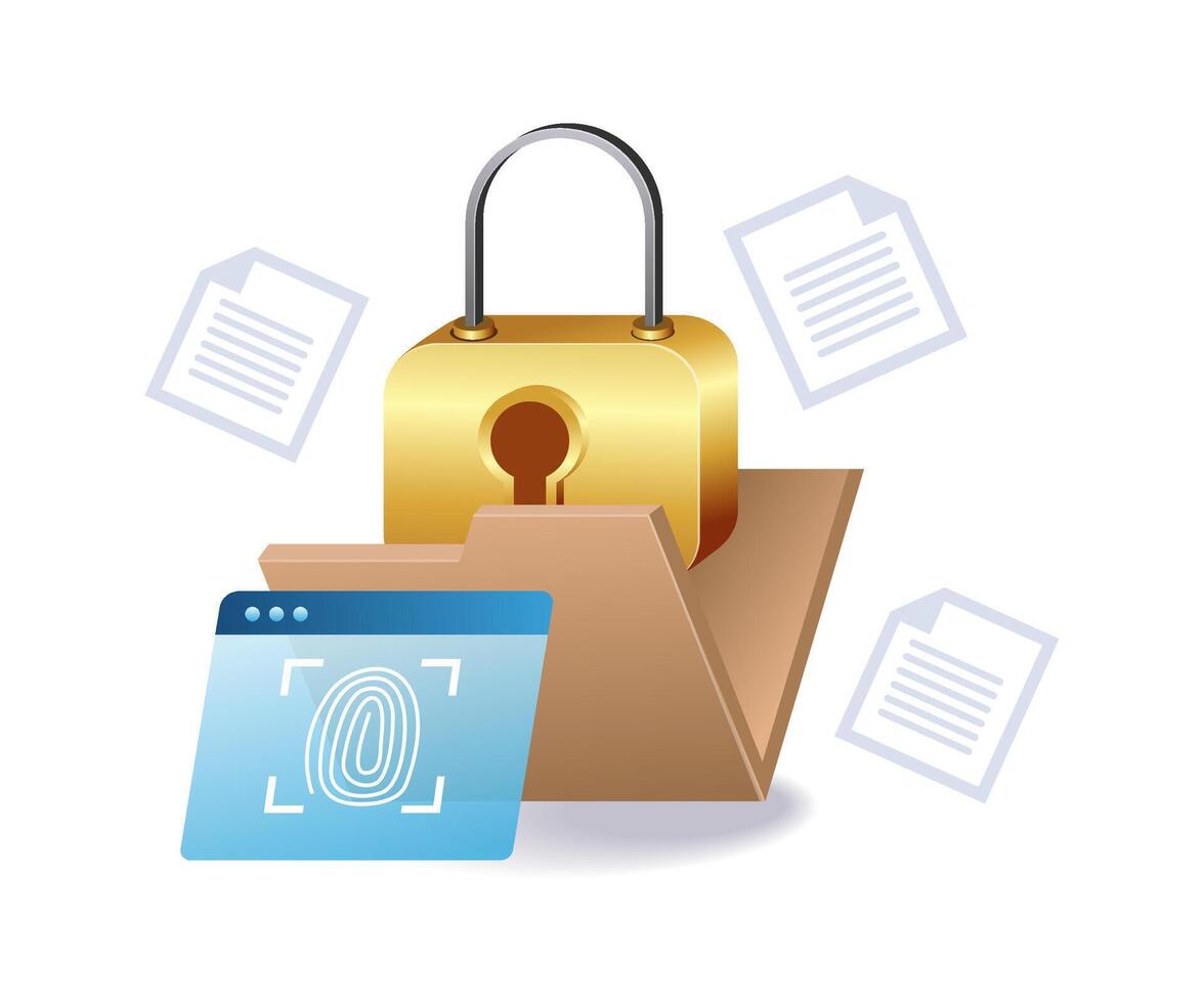 Folder data security fingerprint lock vector