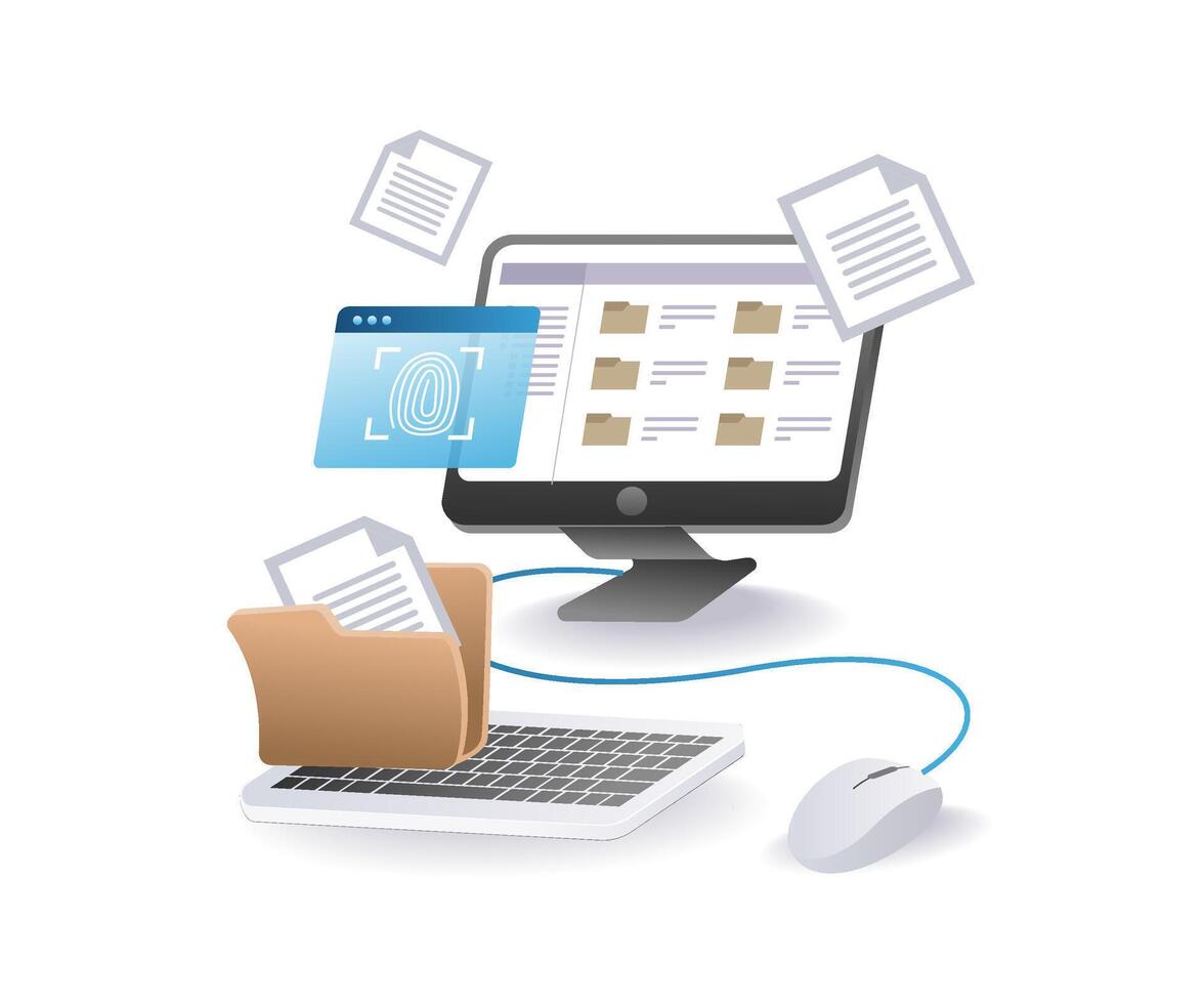 Fingerprint symbol data security folder computer vector