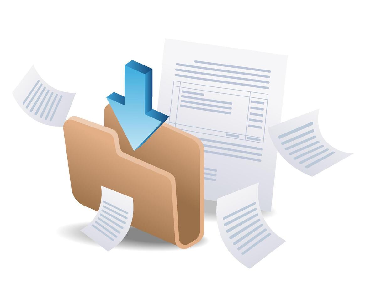 Download and save digital data in computer folders vector