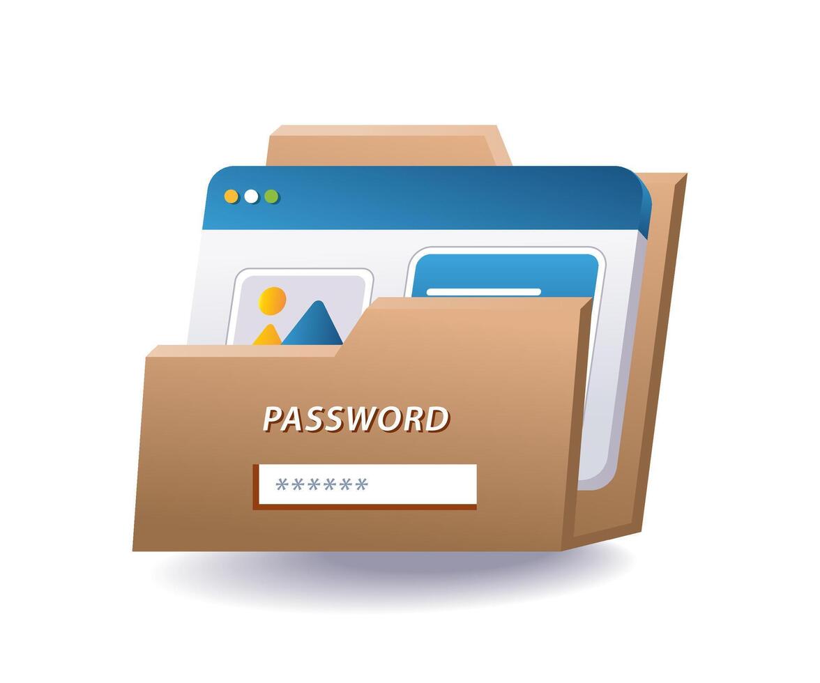 Digital folder data security password vector