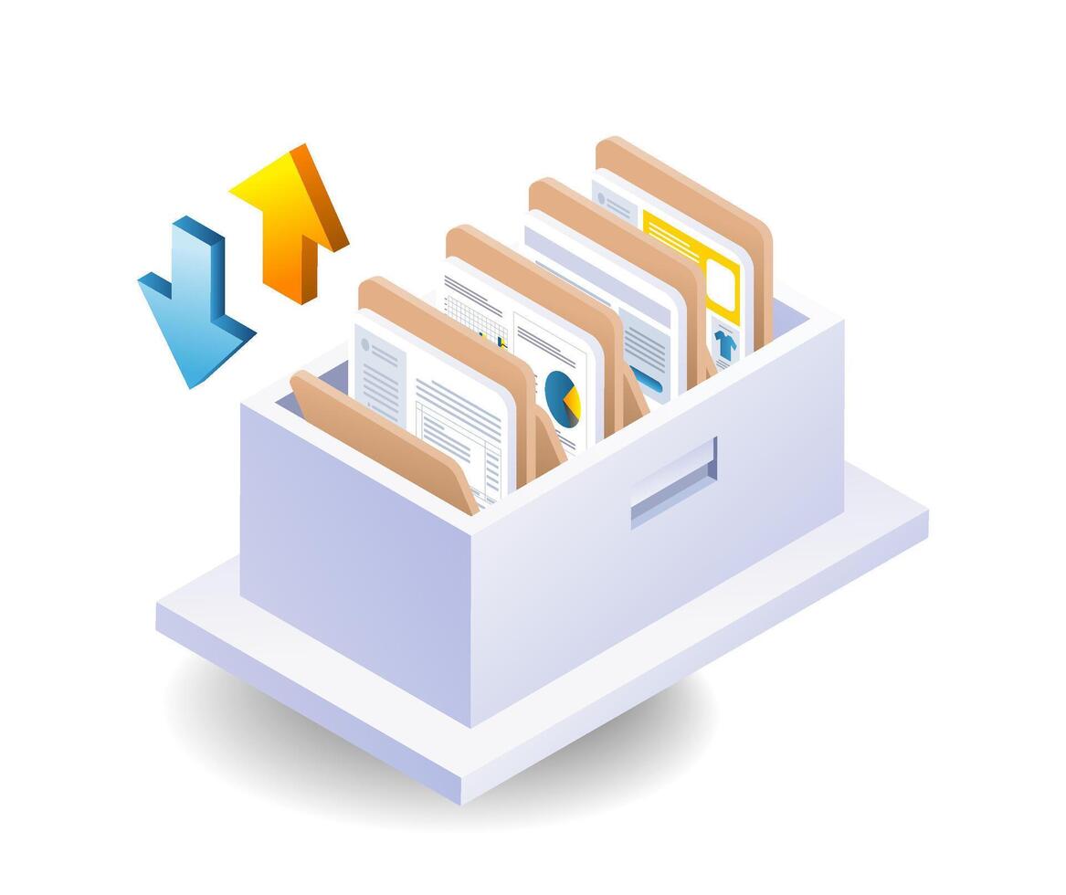 Digital data storage server rack vector