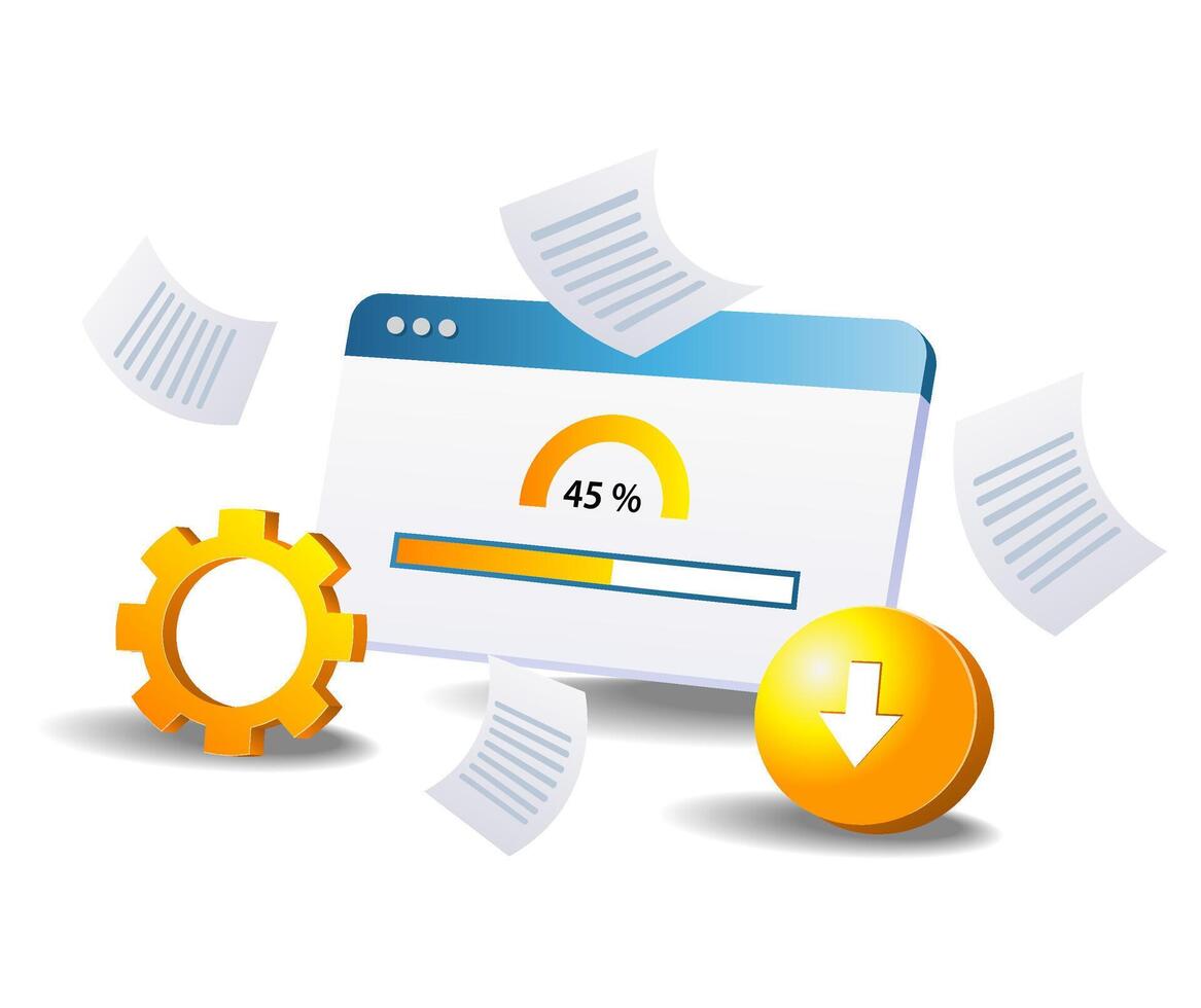 Digital data download and upload speed vector