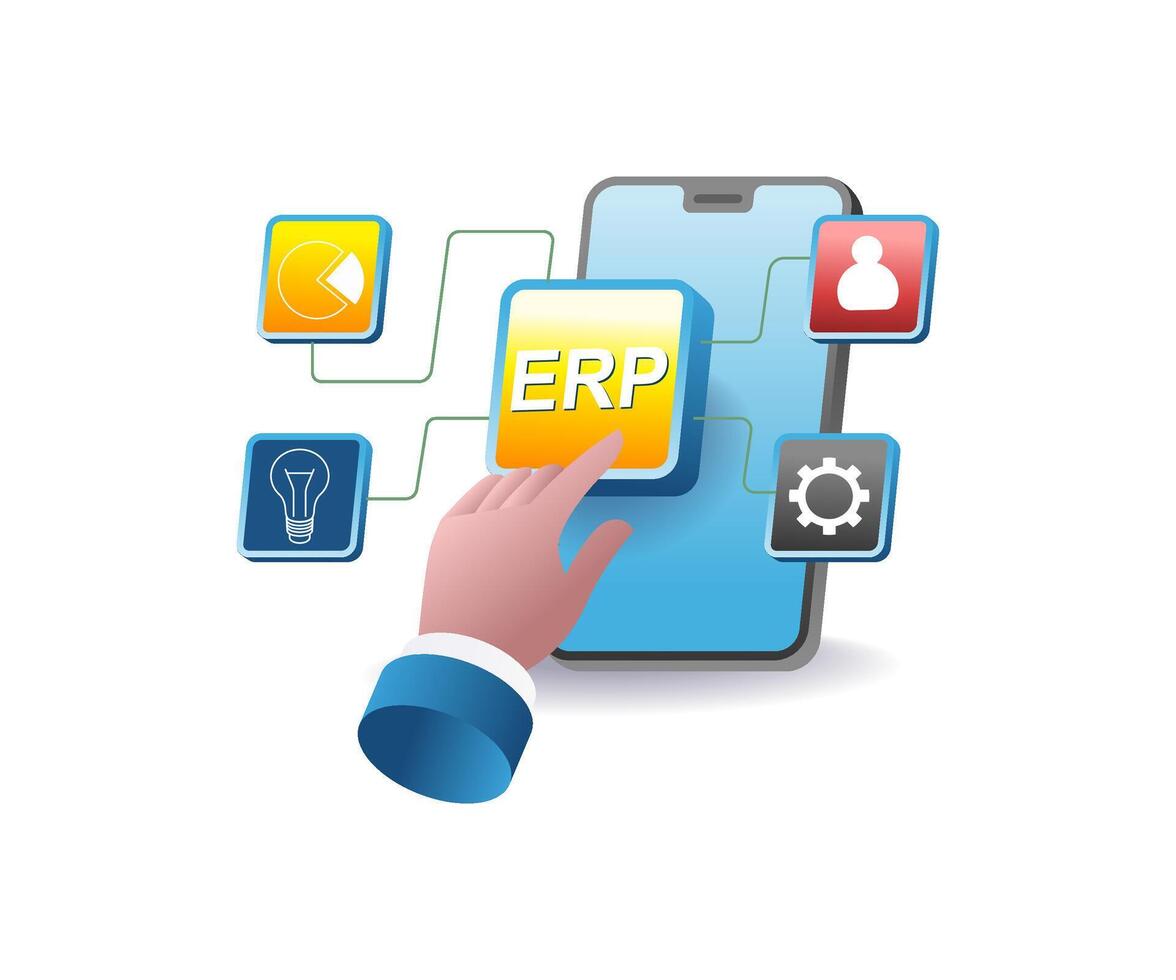 Currently running a smartphone business ERP application vector