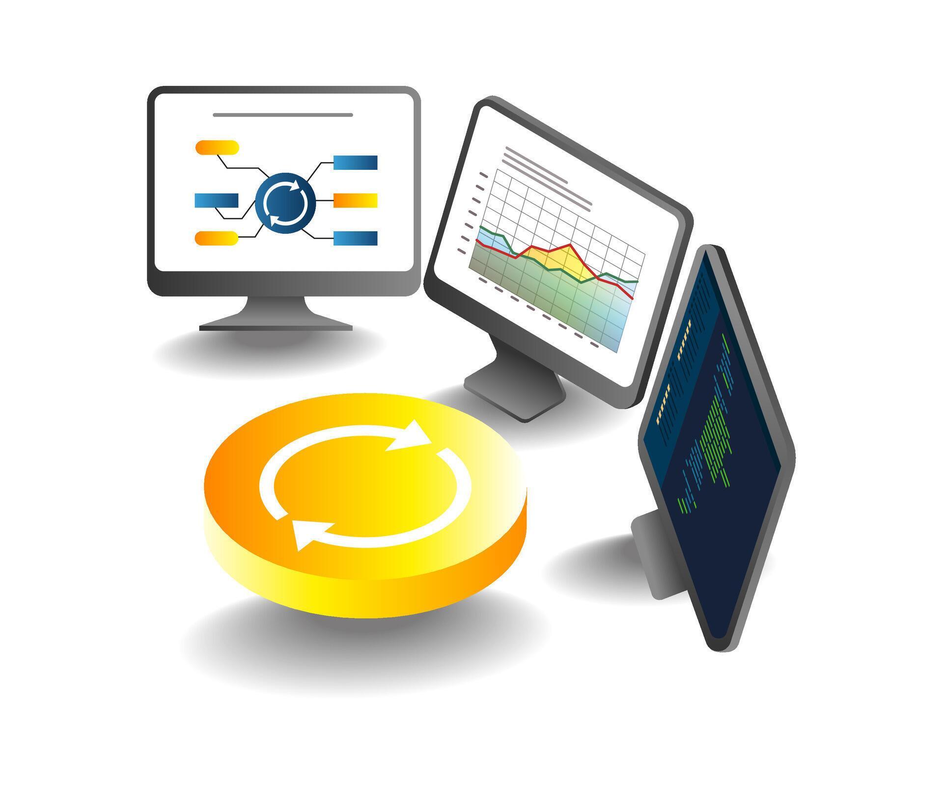 Computer system control data analysis technology 68807079 Vector Art at ...