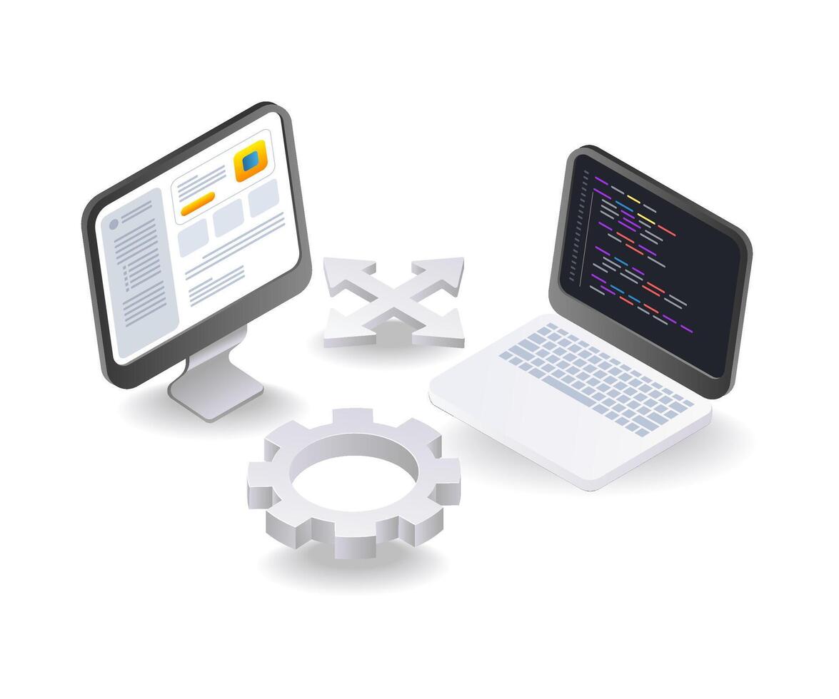 computadora edición proceso programación idioma vector