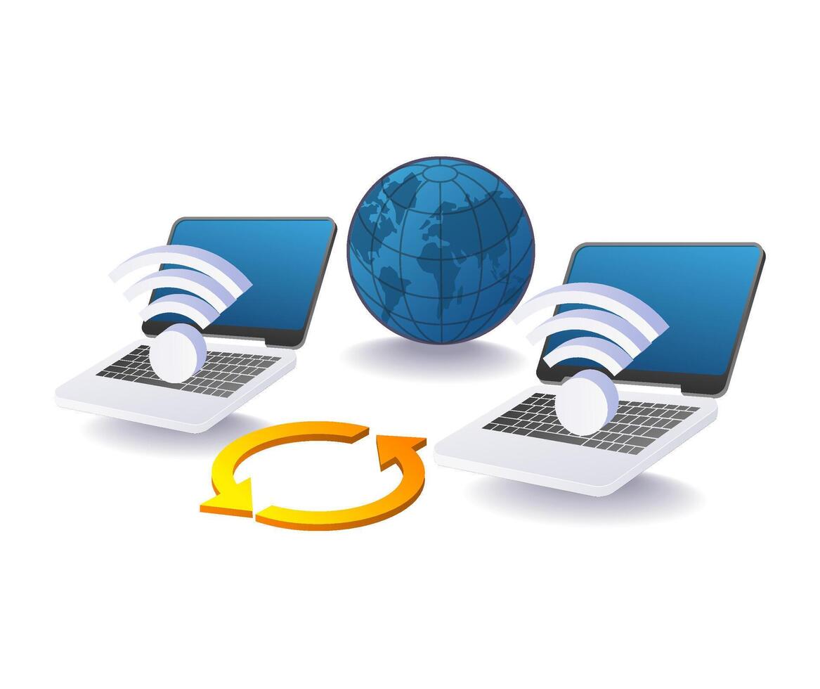 Computer wifi internet network process vector