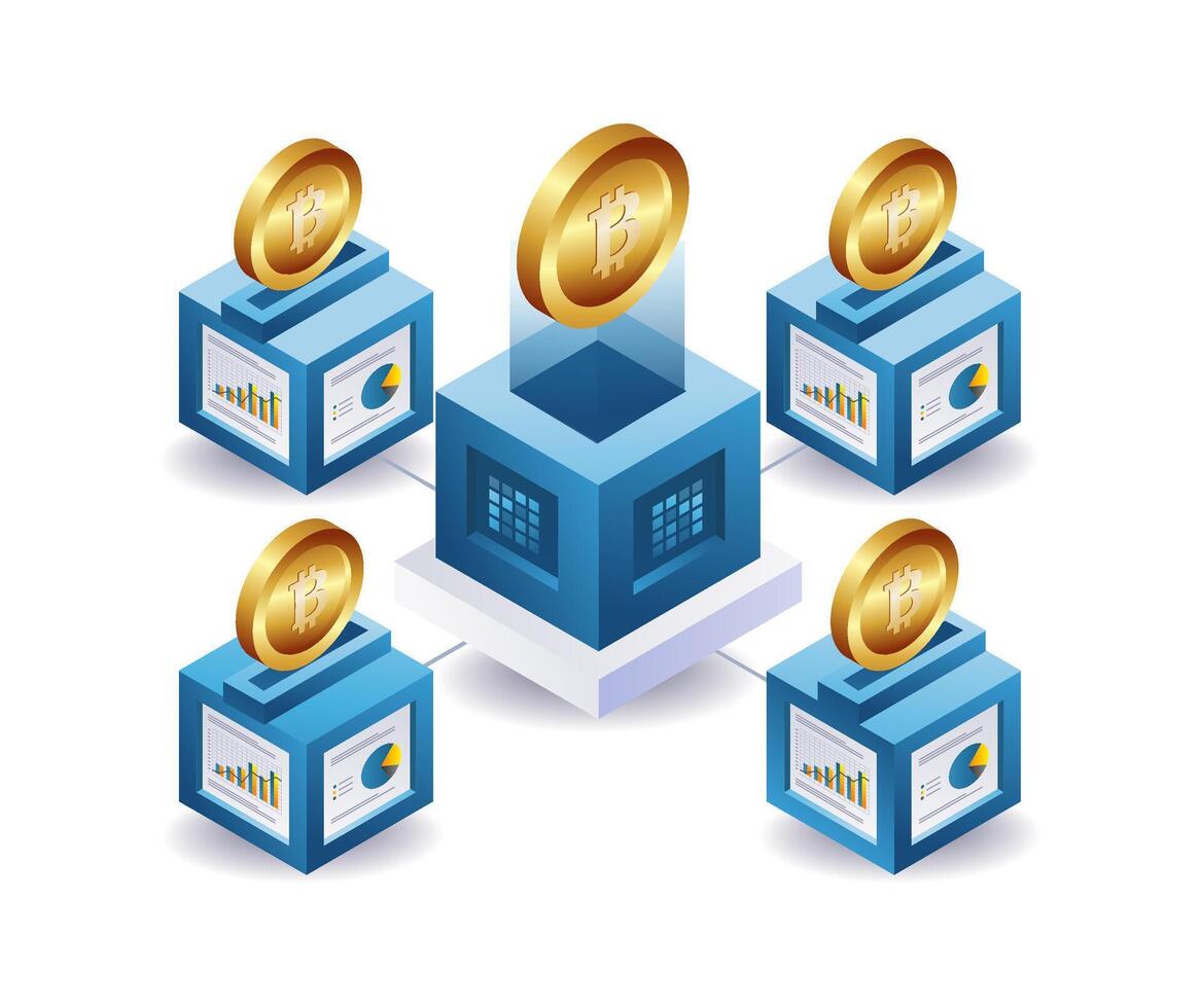 bitcoin productor blockchain tecnología vector