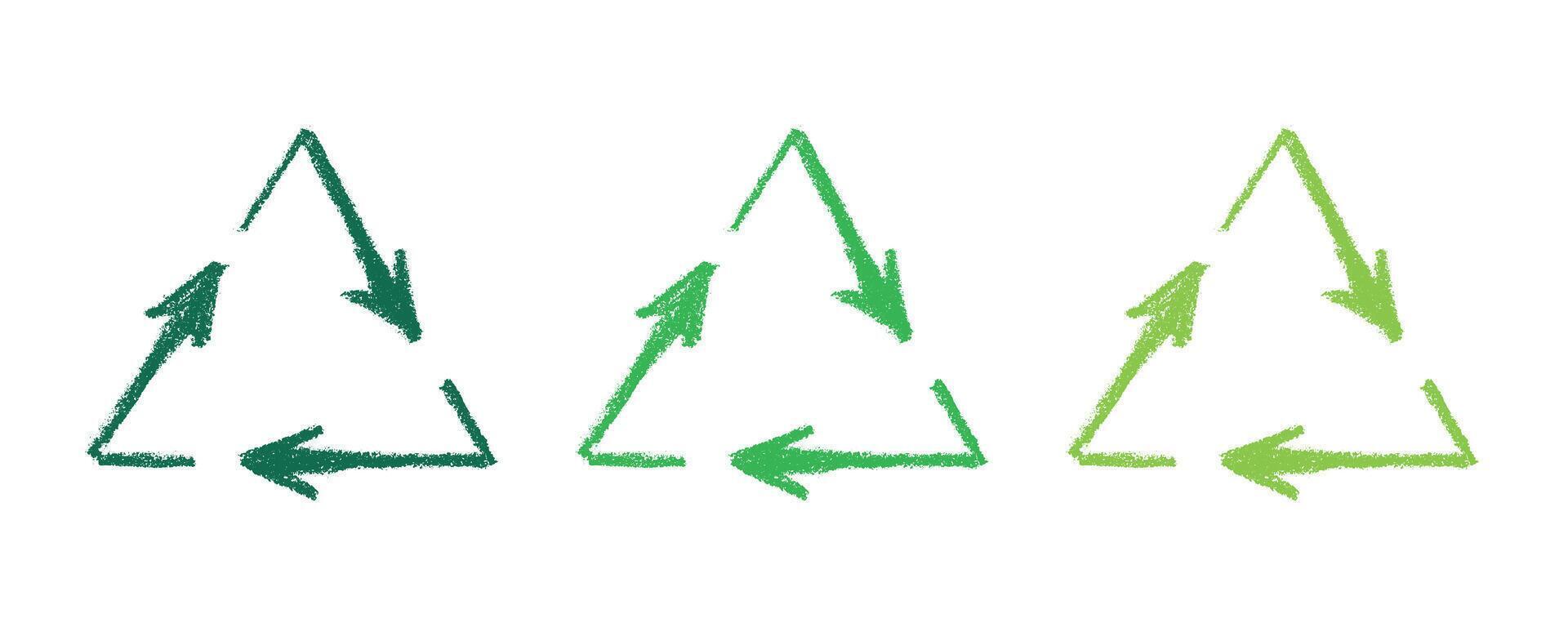 eco conservation Hand drawn recycle arrow icon Recycling resources symbol Reuse of materials, zero waste, green environment, saving the planet vector