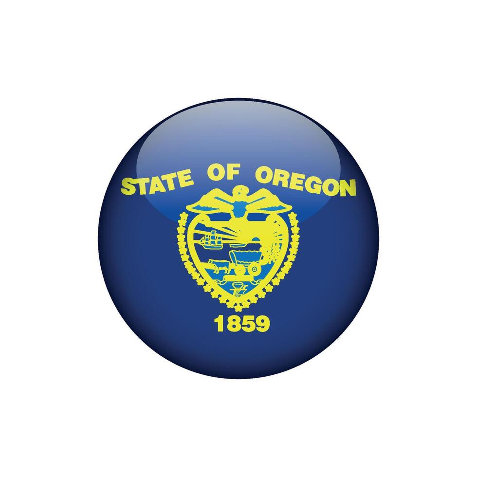 Oregon Round Circle Button Flag of the US States Template vector