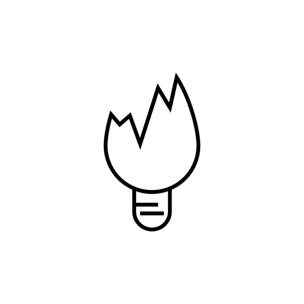 Broken Lamp Line Icon for Adverts. Suitable for books, stores, shops. Editable stroke in minimalistic outline style. Symbol for design vector