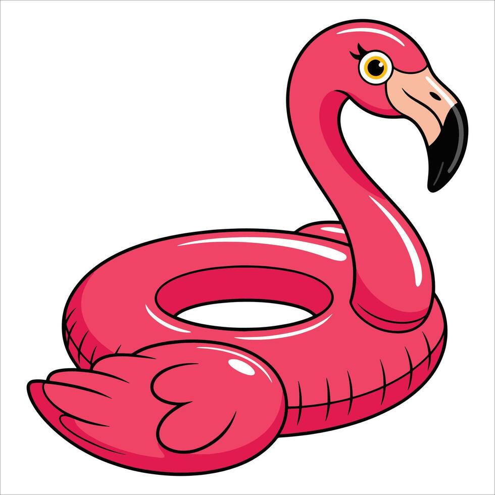 Flamingo inflatable swimming ring isolated on white background. Playful summer inflatable ring ideal for beach design pool parties and summer event graphics. vector