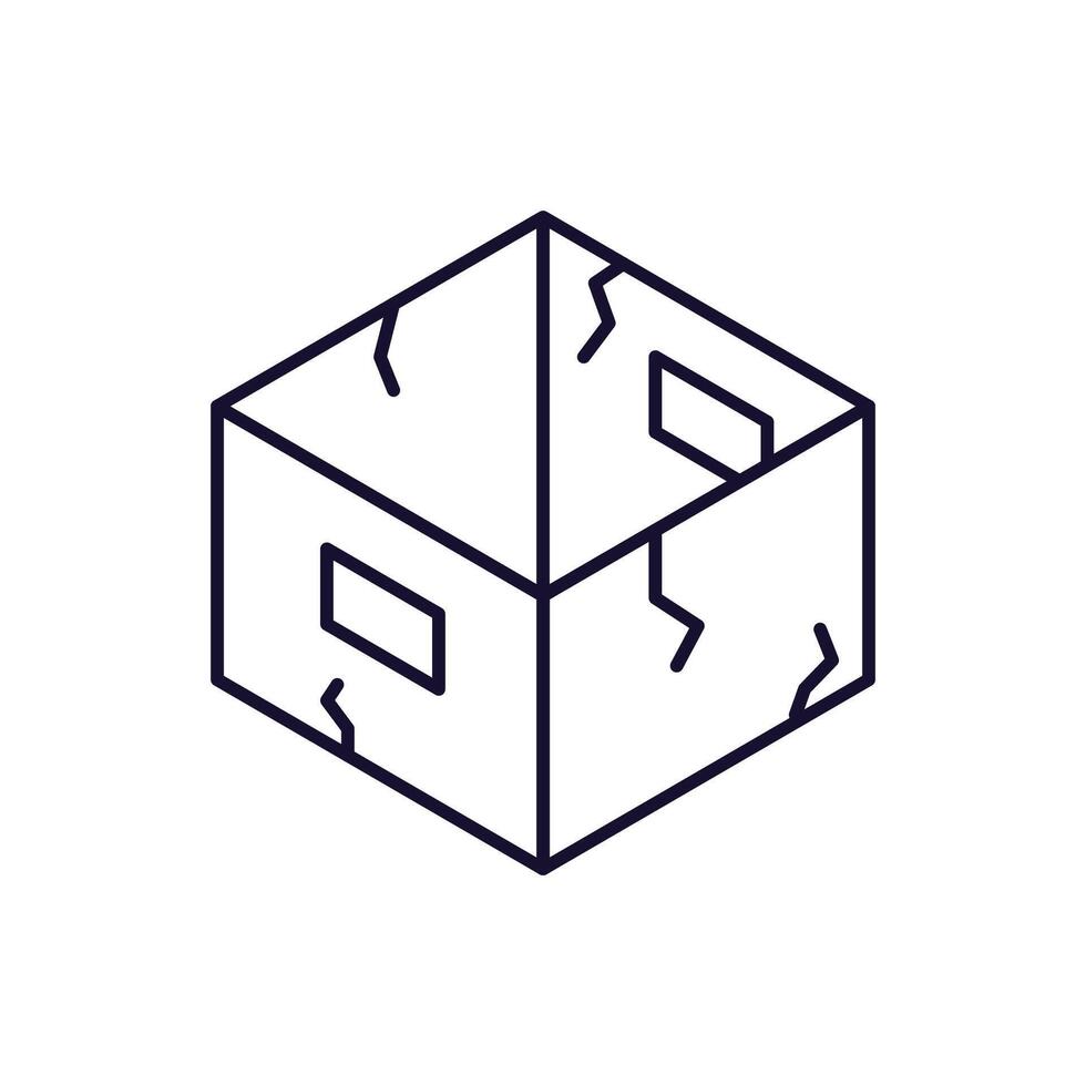 Line image of Broken Box for Graphics, Concept, Apps vector