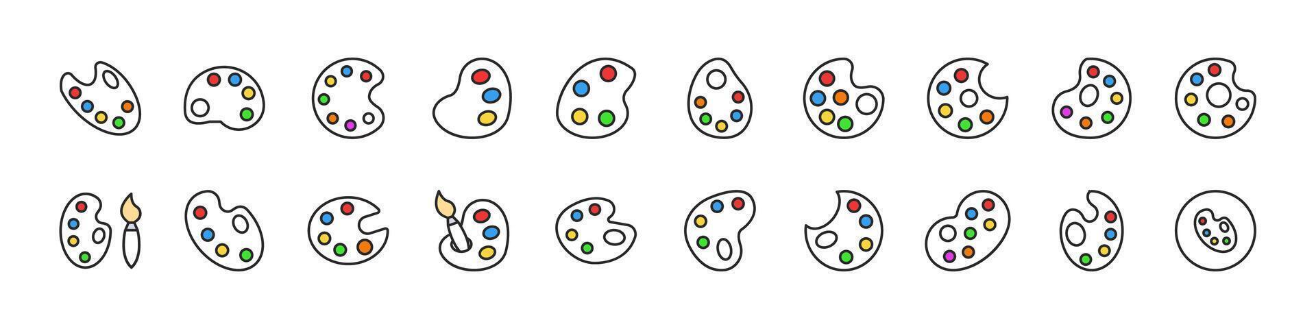 Simple Linear Filled Color Icon of Watercolor. Minimalistic Linear Pictogram for Web and Graphic Design, Apps, Banners, Social Network and Cards vector