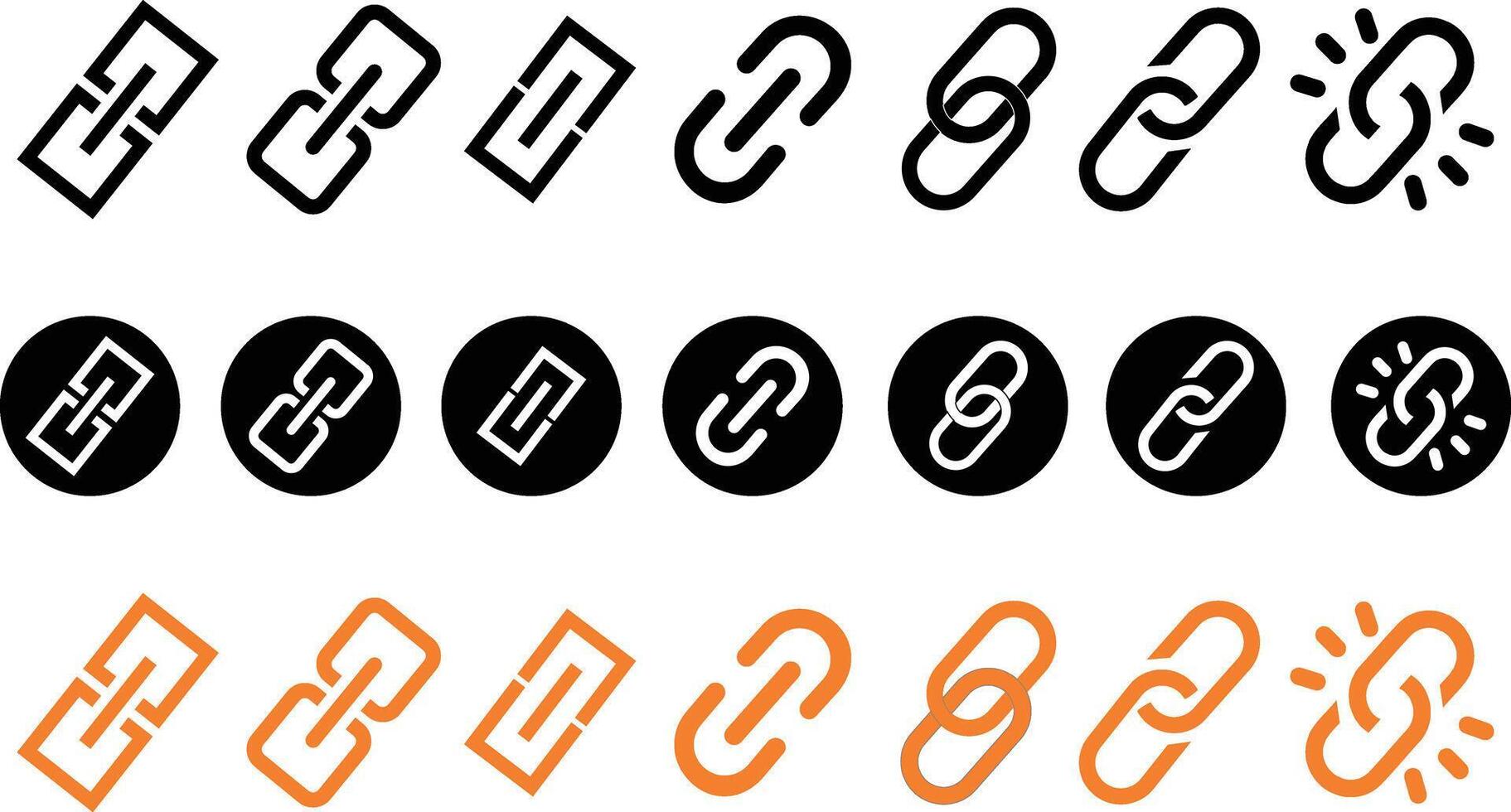 Internet URL webpage URL link icons set. Chain link icons. vector