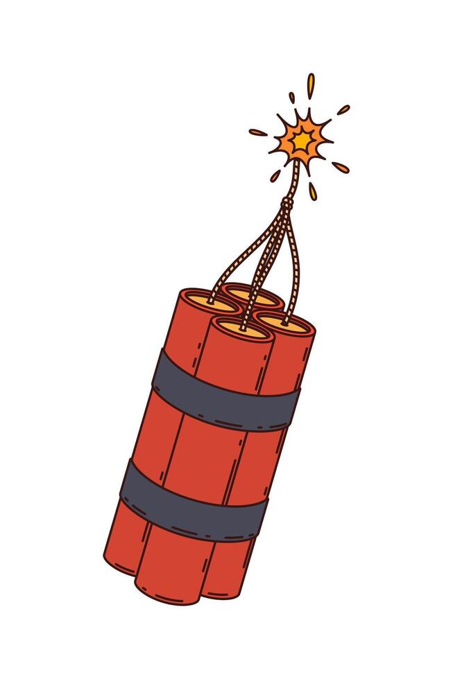 Groovy wild west dynamite bundle with burning fuse vector
