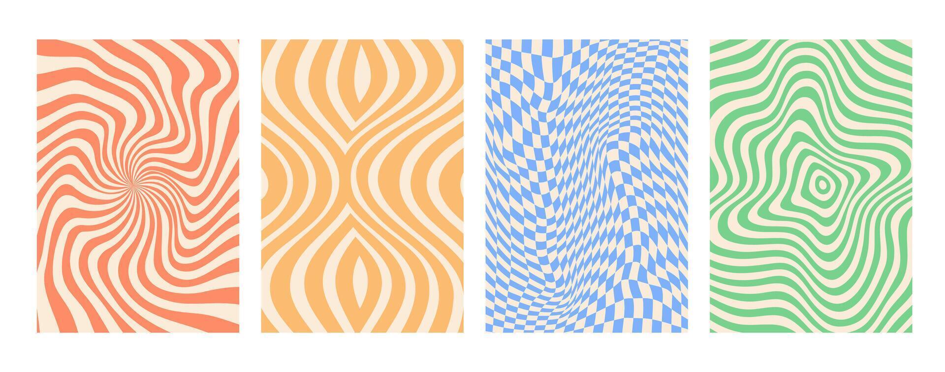 Retro psychedelic groovy swirl pattern backgrounds vector