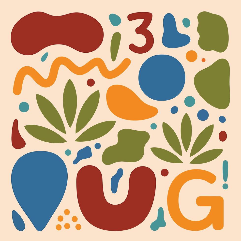 Playful abstract shapes and colors create a modern, fun design element, perfect for creative projects vector