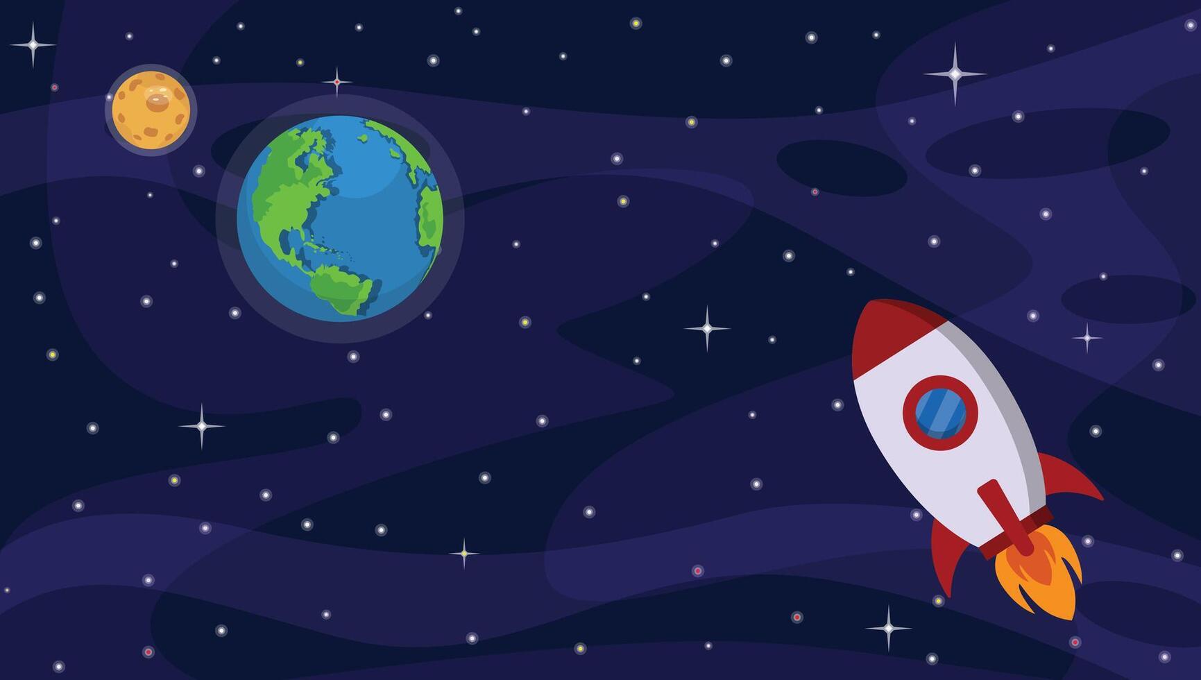 Rocket flying in outer space vector