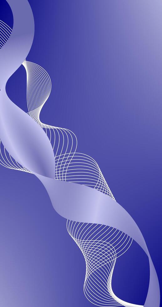 Vertical abstract background with waves and lines in blue and purple Gradient vector