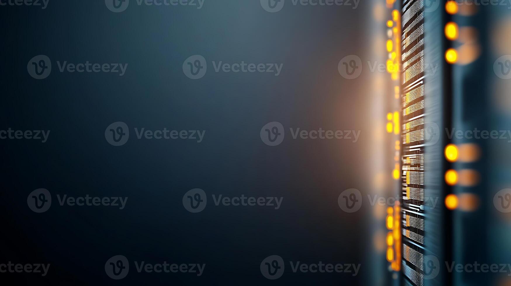 Modern data center with illuminated server racks showcasing advanced technology in operation photo