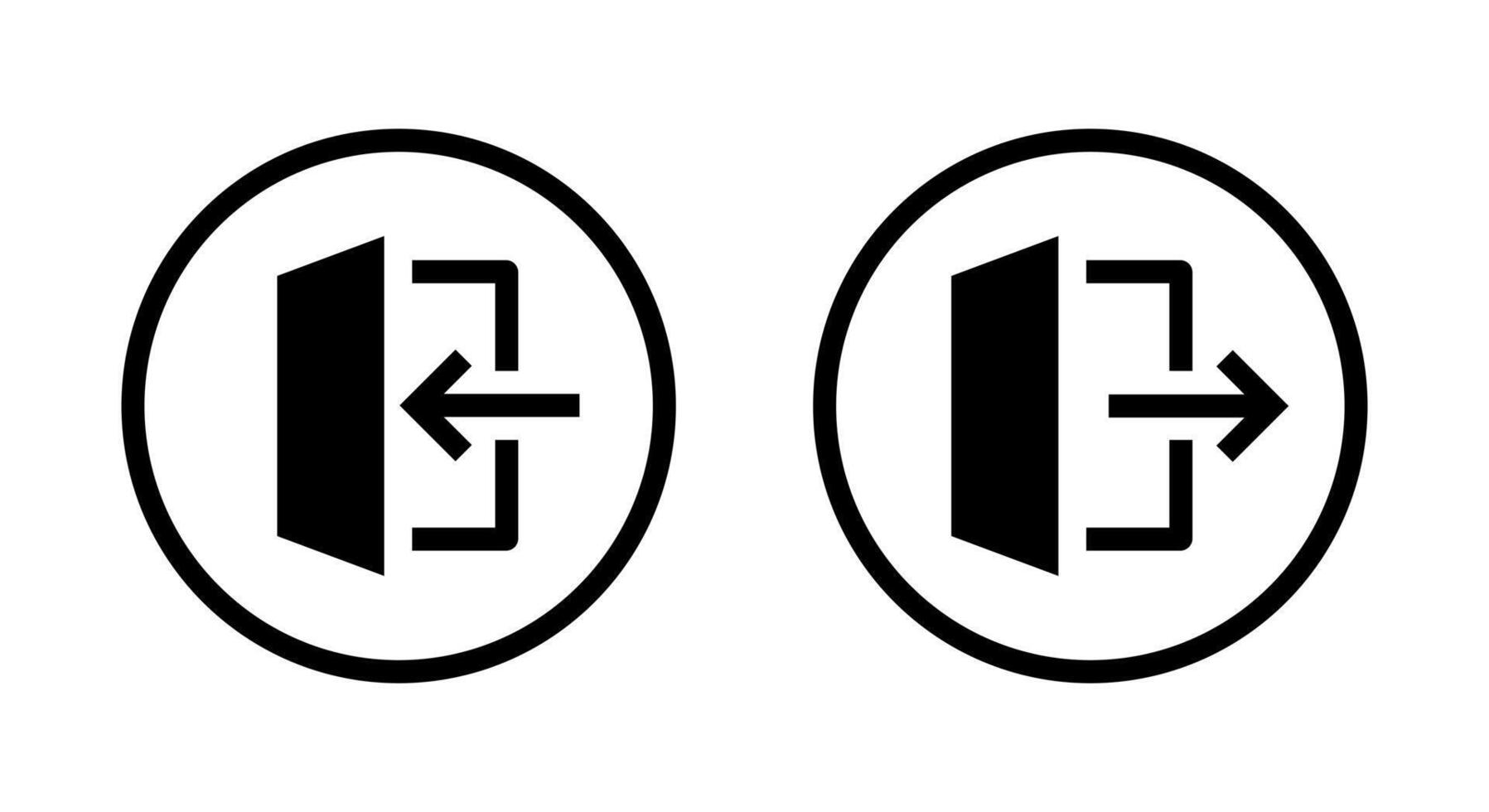 Account login and logout icon in circular outline. Door with arrow enter and exit symbol vector