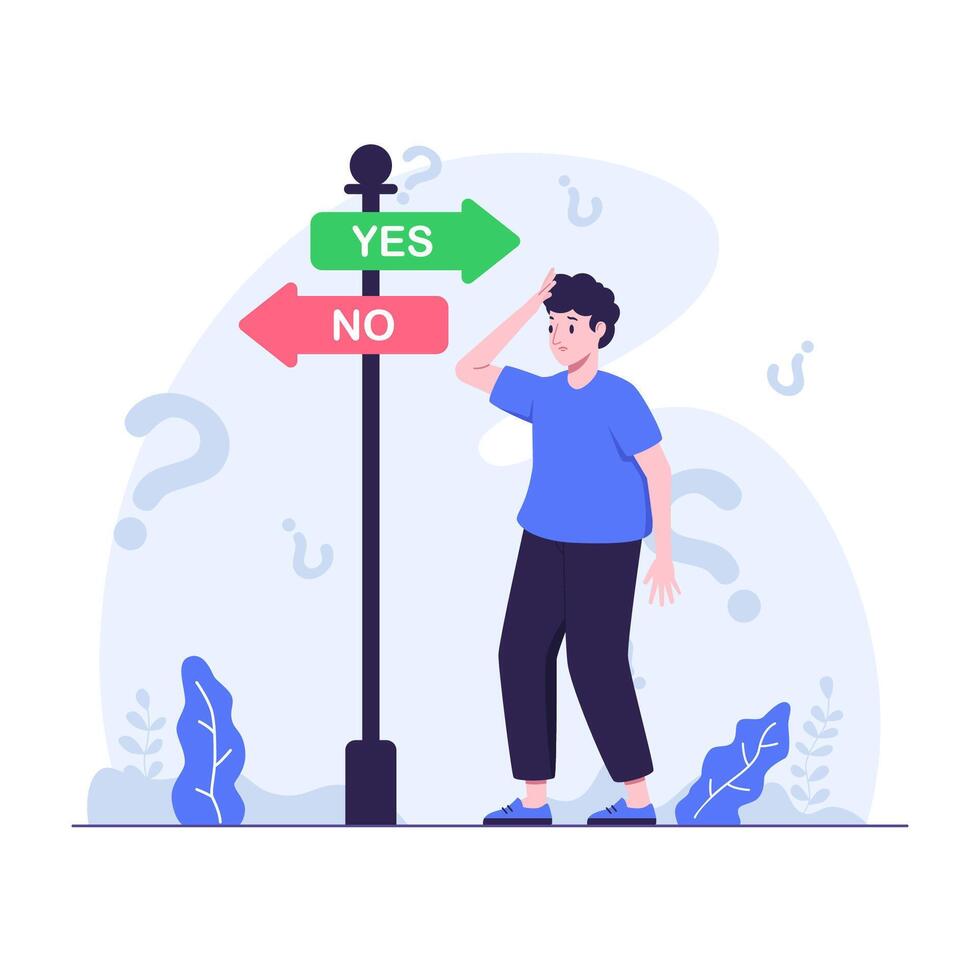 Man Facing Difficult Choices vector