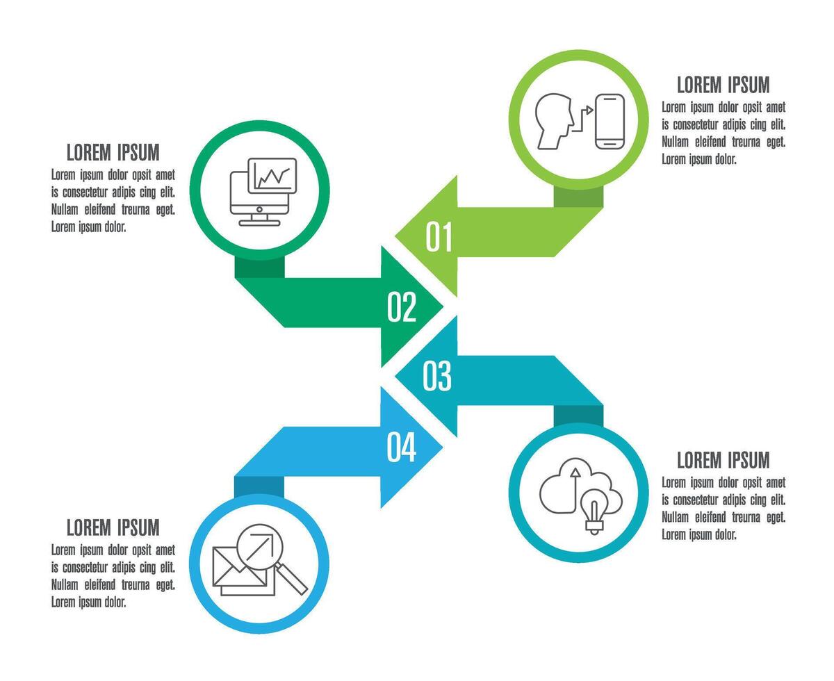 4 round arrows Infographic design elements and marketing icons with 4 steps can be used for workflow layouts, diagrams, annual reports, or web design. vector