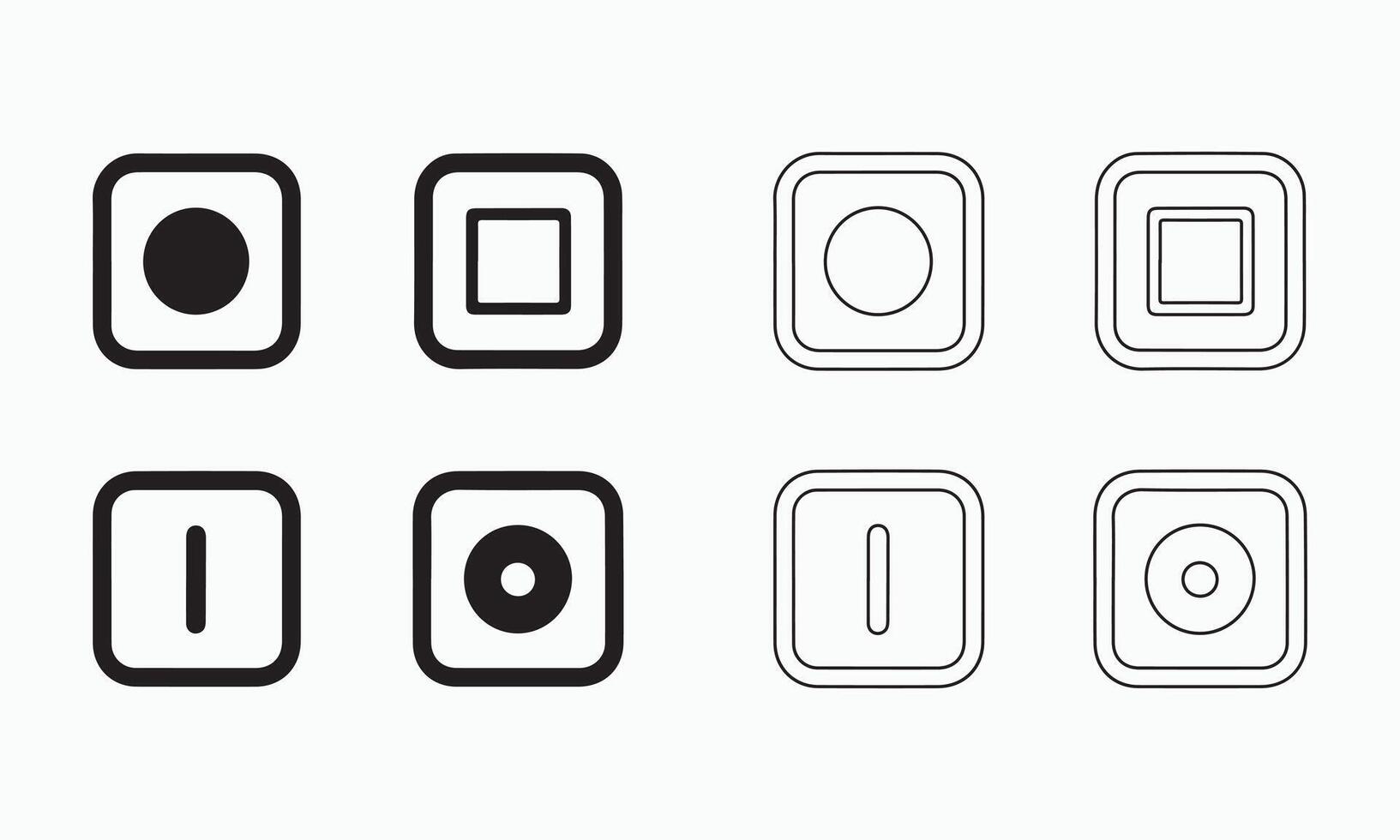 Set of Simple various solid and Line Icons of Light Switch vector
