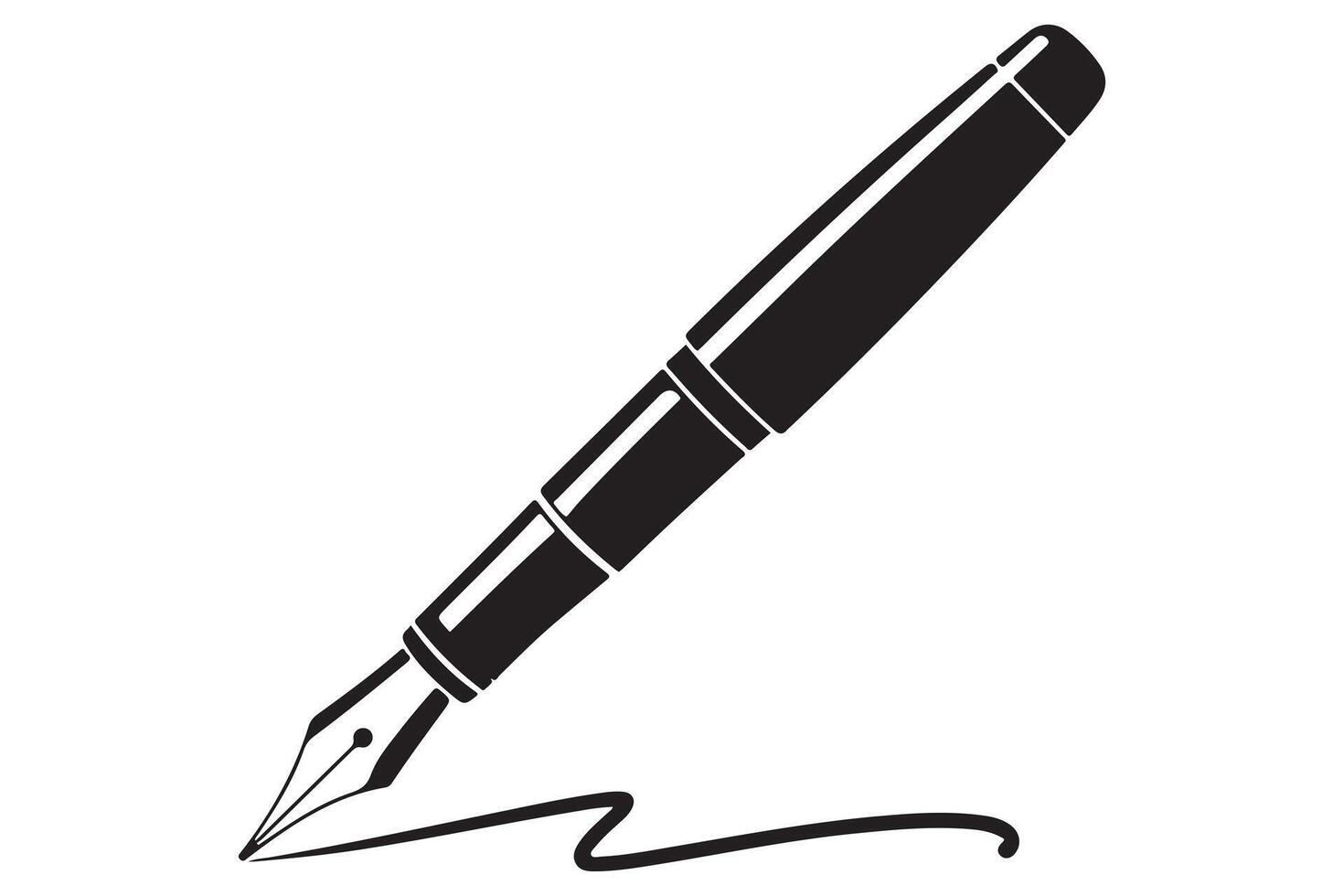 Elegant pen silhouette icon in minimal black style with sharp nib outline and clean lines vector