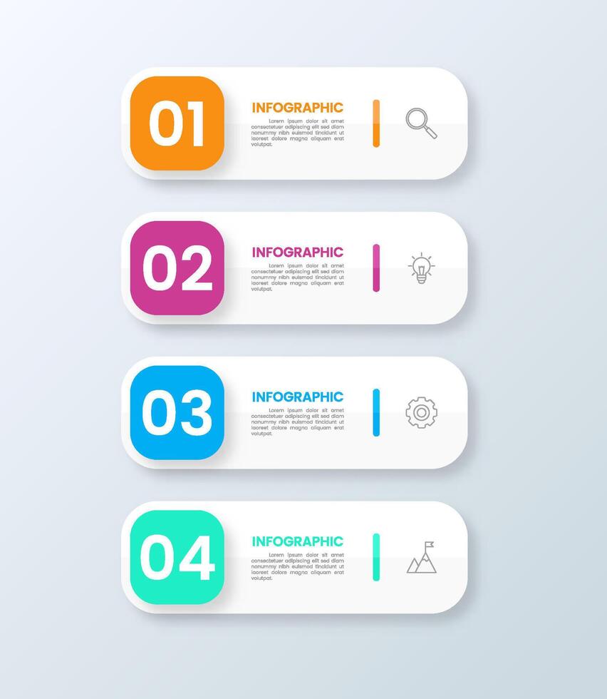Infographic process steps with icons and numbers for business and marketing. vector