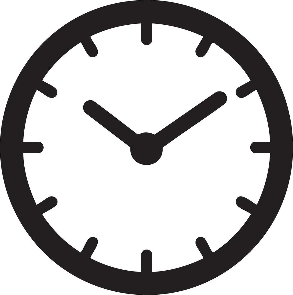 Classic analog clock timepiece icon featuring hour minute and second hands with clear numerals for timekeeping and scheduling applications vector