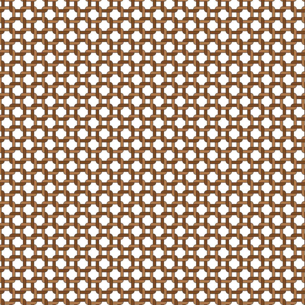 Brown and Black Outline Square Rope Lattice Pattern on White Background vector