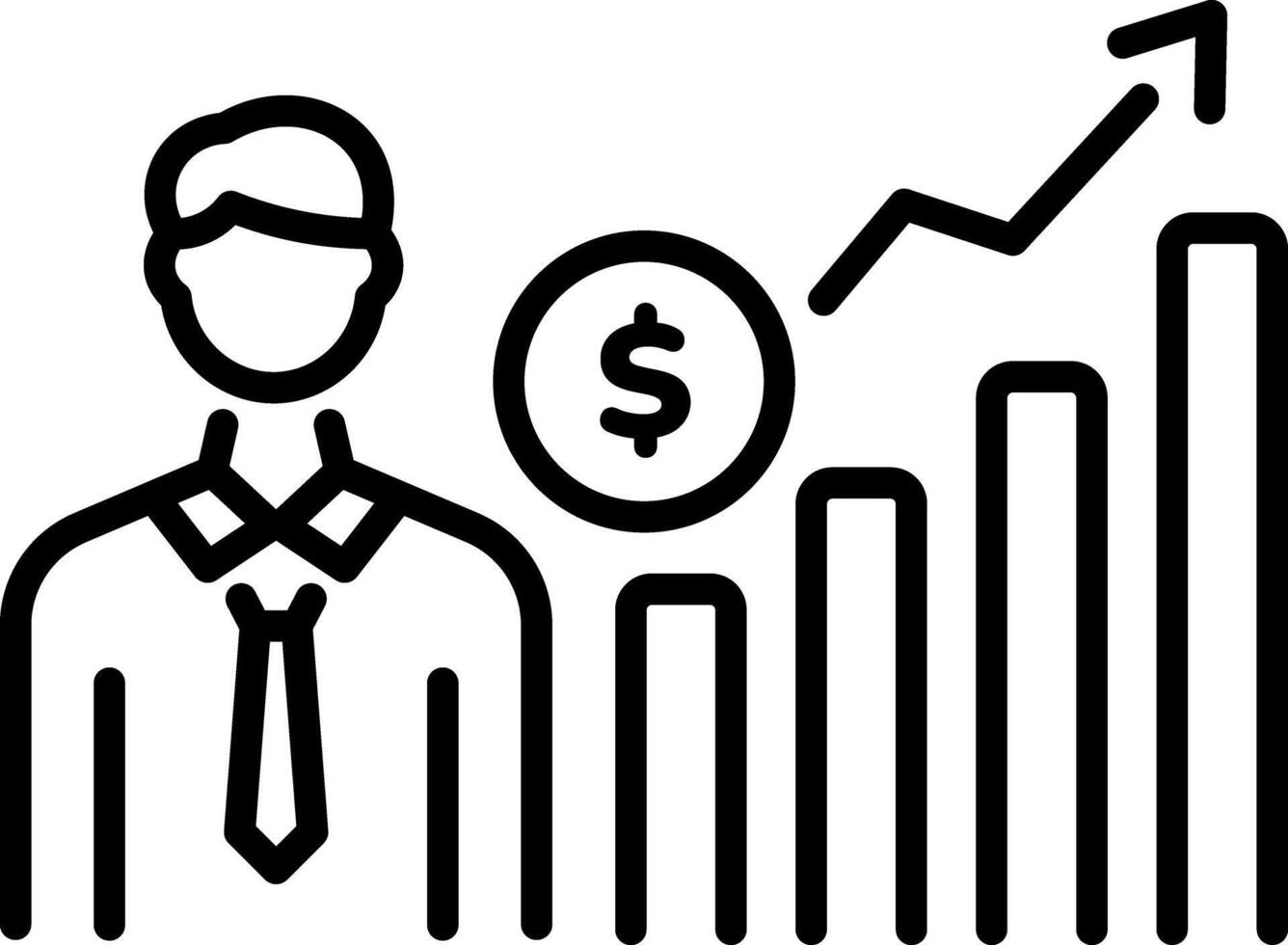 A linear style icon representing decision making vector