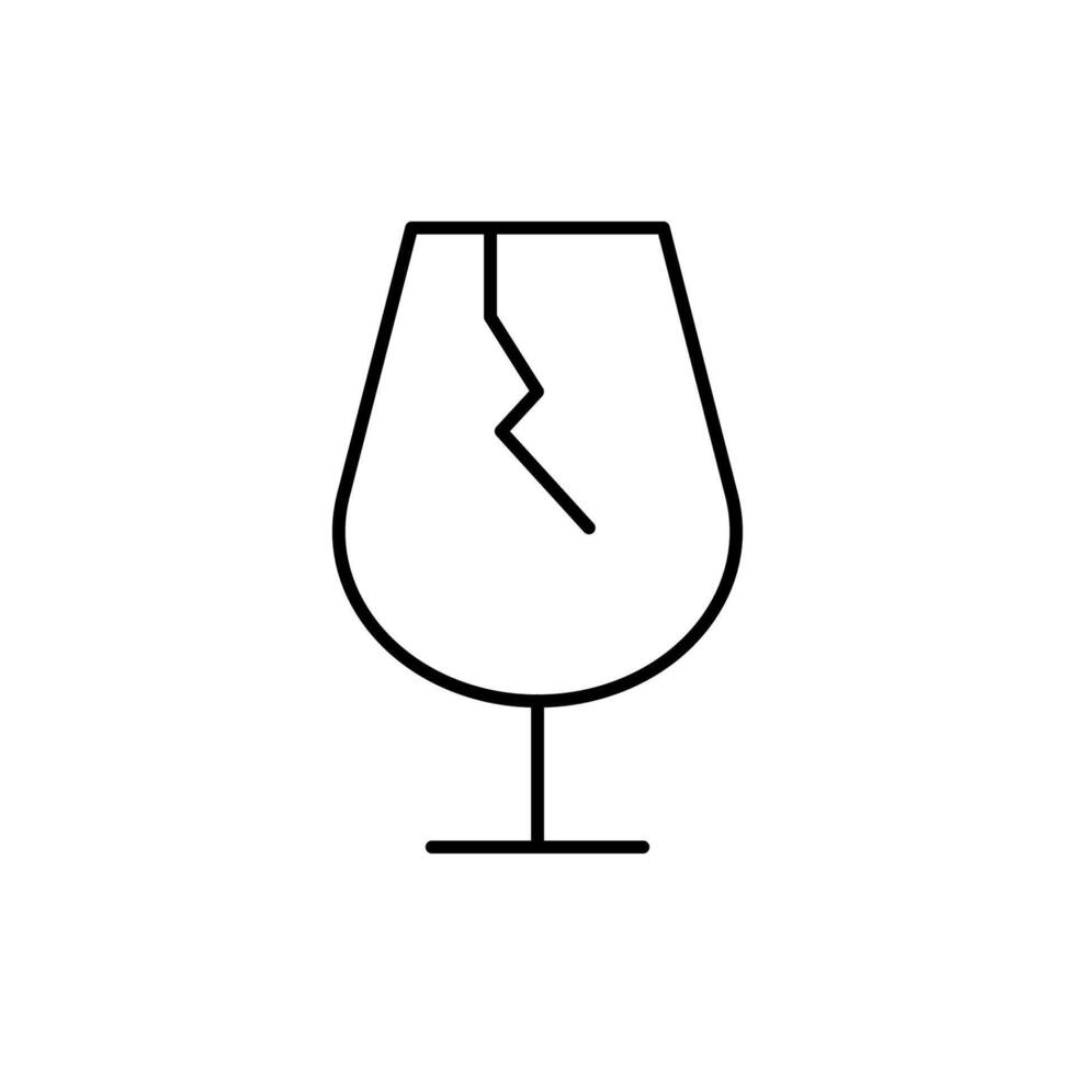 Broken Glass Minimalistic Thin Line Icon for Web and Graphic Design, Apps, Banners, Social Network and Cards vector