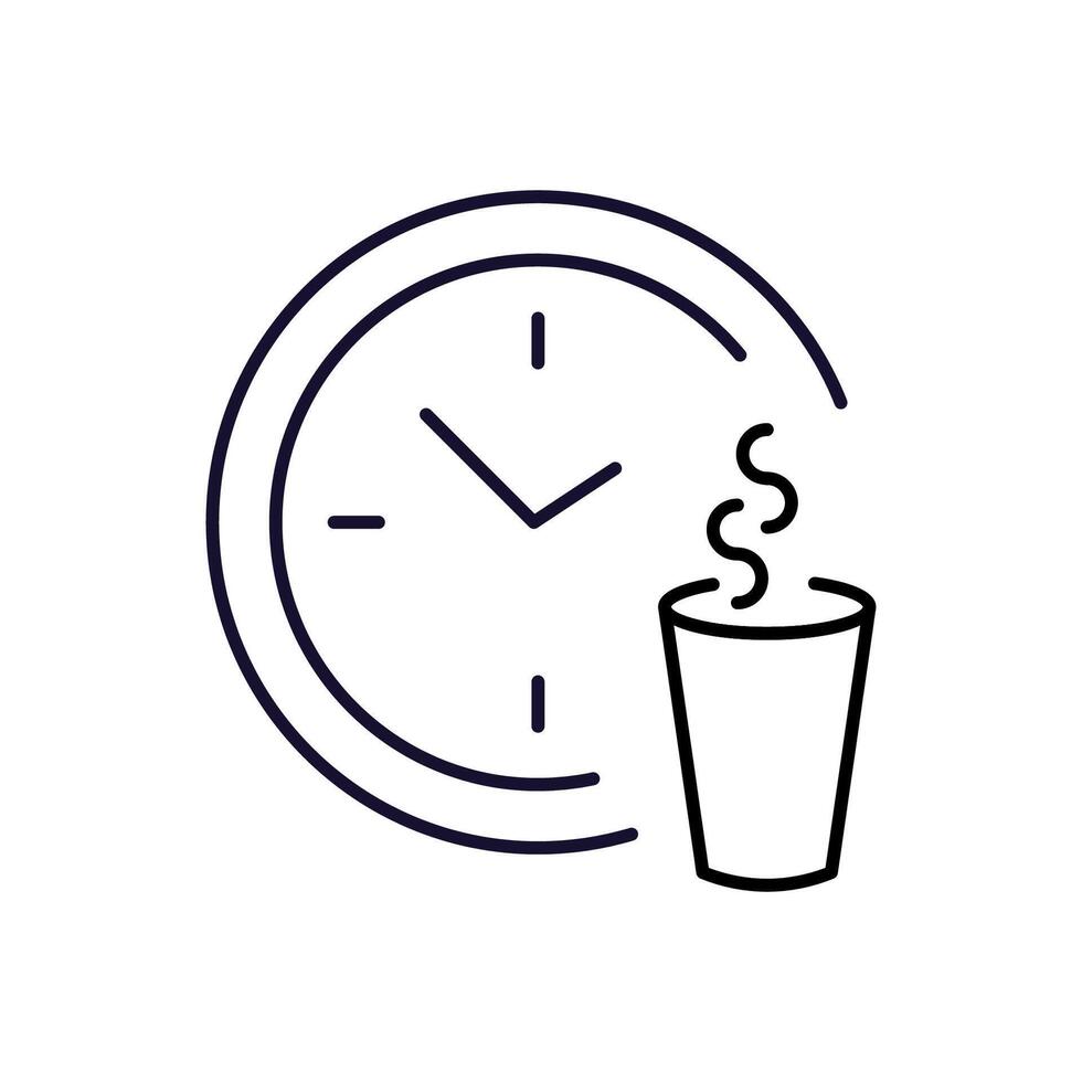 Coffee Time Outline Line Icon for Graphic and Web Design, Apps, Adverts, Various Cards vector