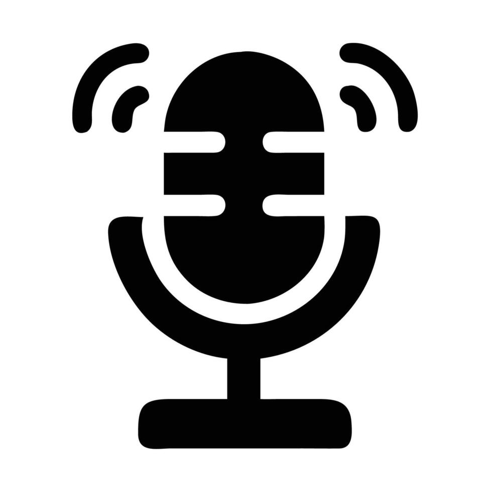 A green podcast microphone with sound waves and an additional mic icon, symbolizing broadcasting or audio streaming. vector