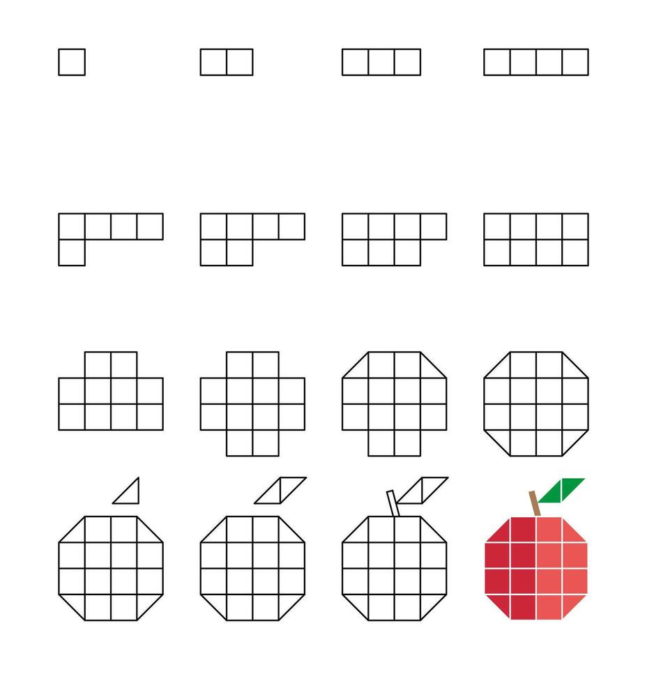 How to draw step by step Worksheet easy guide to drawing cartoon vector