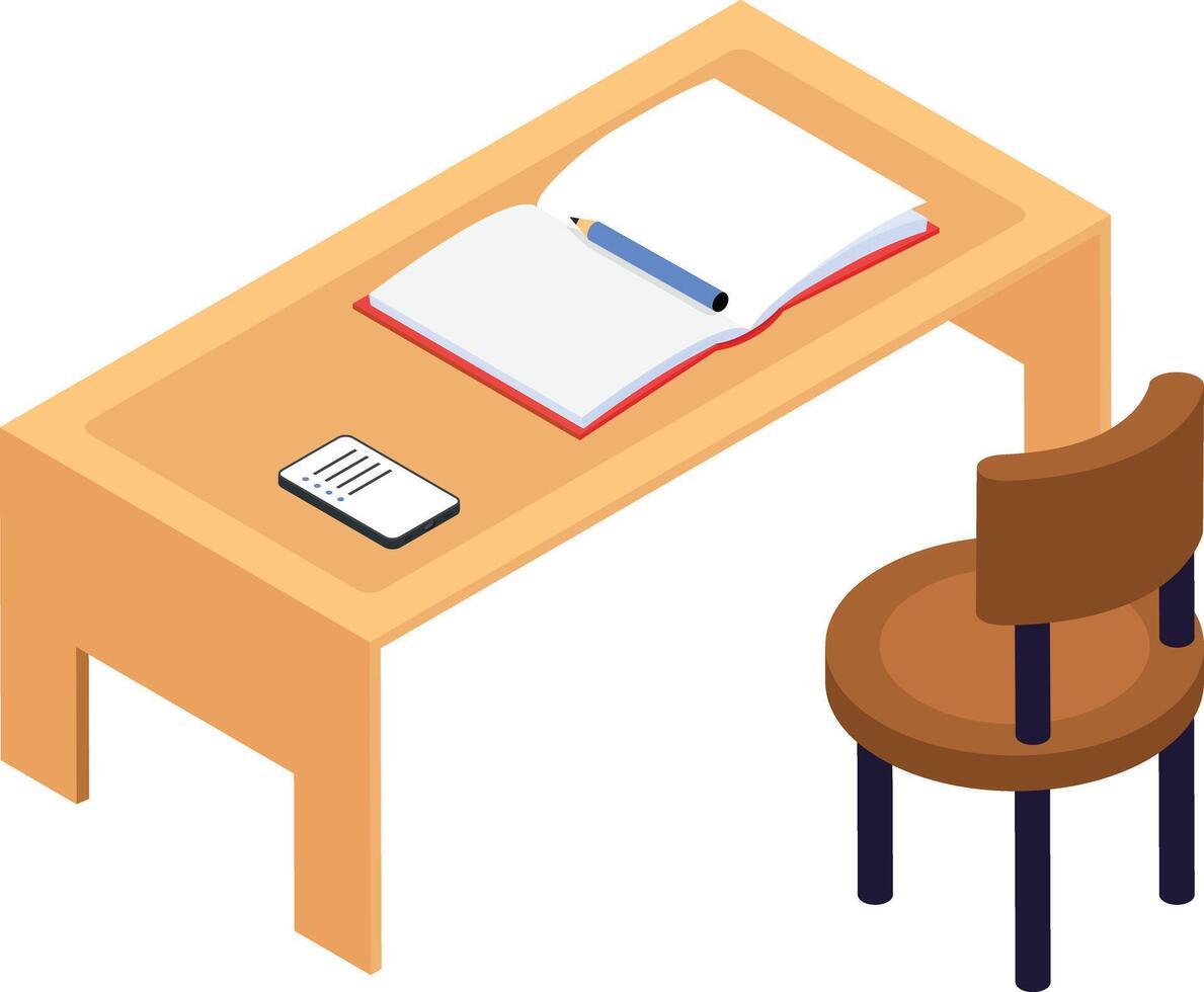 Illustration of a study table and chair vector