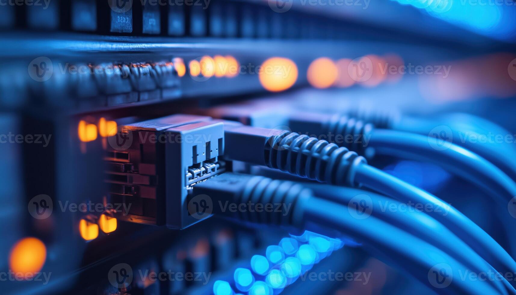 Data Center With Network Switch And Ethernet Cables For Efficient Data Processing And Communication. An Essential Infrastructure For Seamless Connectivity photo