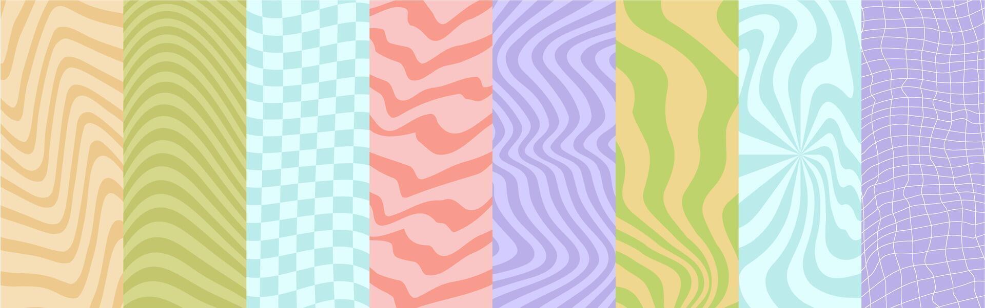 Groovy psychedelic geometric pattern backgrounds vector