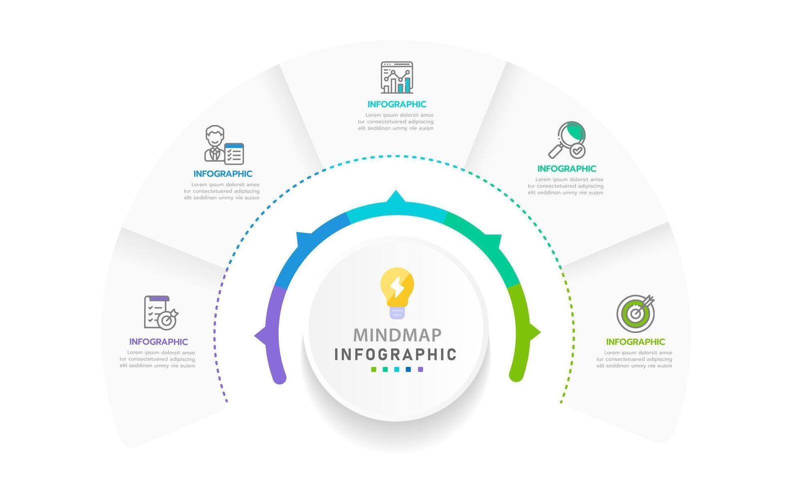 Infographic template business. 5 Steps Modern Mindmap diagram with circles topics, presentation infographic. vector