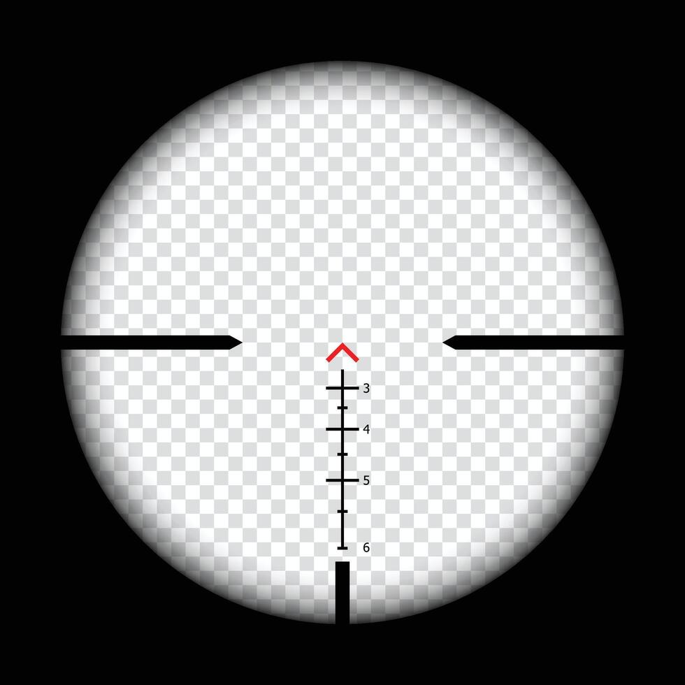 Sniper scope crosshairs view. sniper sight with measurement marks. sniper scope template. rifle optical sight vector