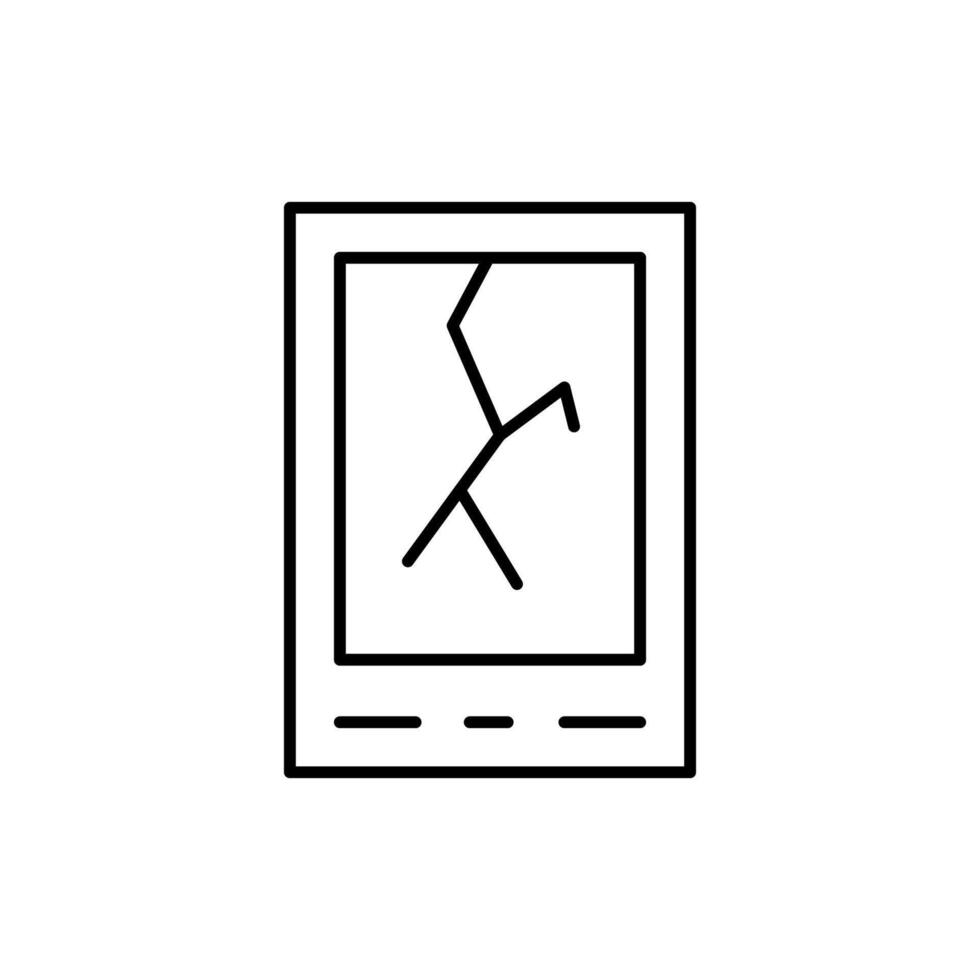 Broken Smartphone Outline Linear Image for Graphic and Web Design, Apps, Adverts, Various Cards vector