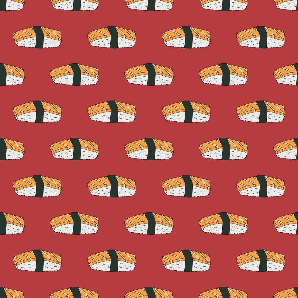 sketch print Seamless pattern with sushi for decorative print, wrapping paper, menu, wallpaper and fabric vector