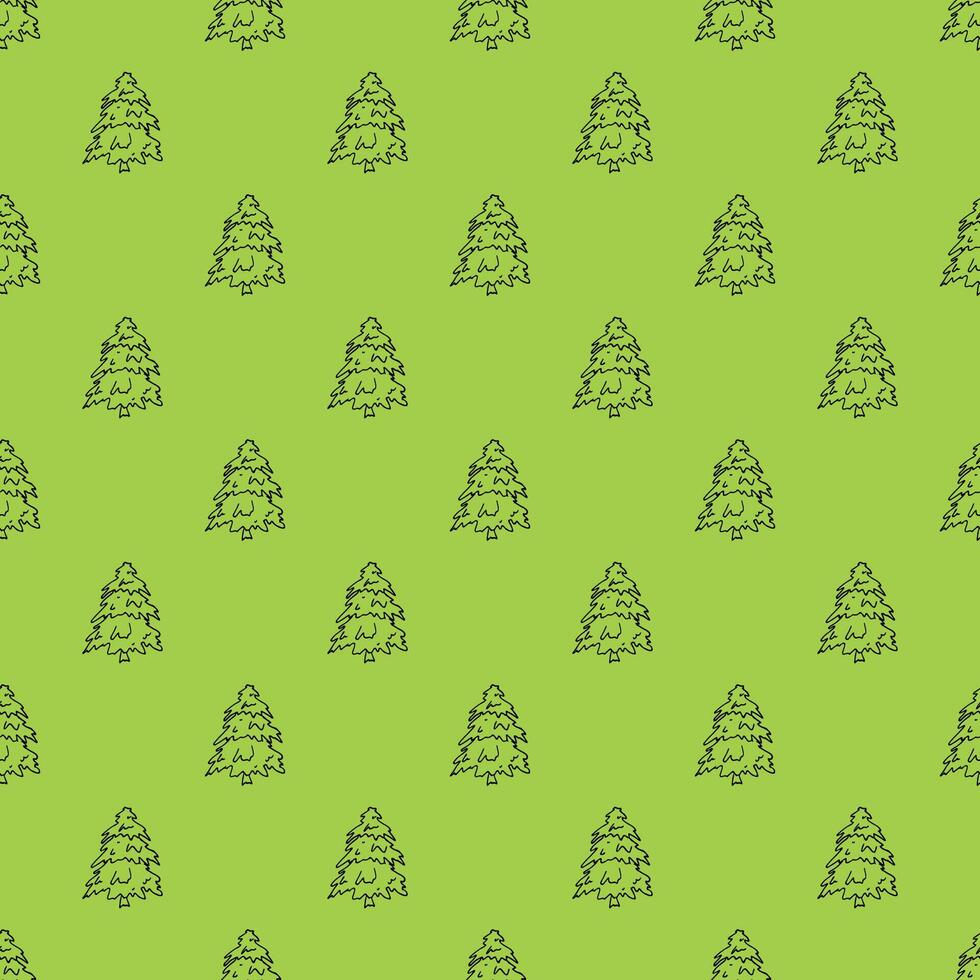Seamless pattern with geometric minimal scandinavian Christmas tree doodle for decorative print, wrapping paper, greeting cards and fabric sketch print vector