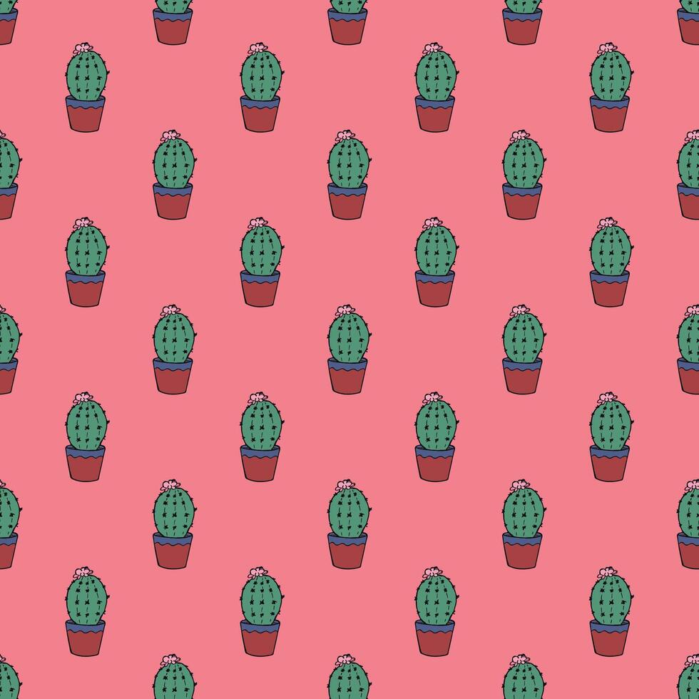 sketch print Seamless pattern with cactus doodle for decorative print, wrapping paper, greeting cards and fabric vector