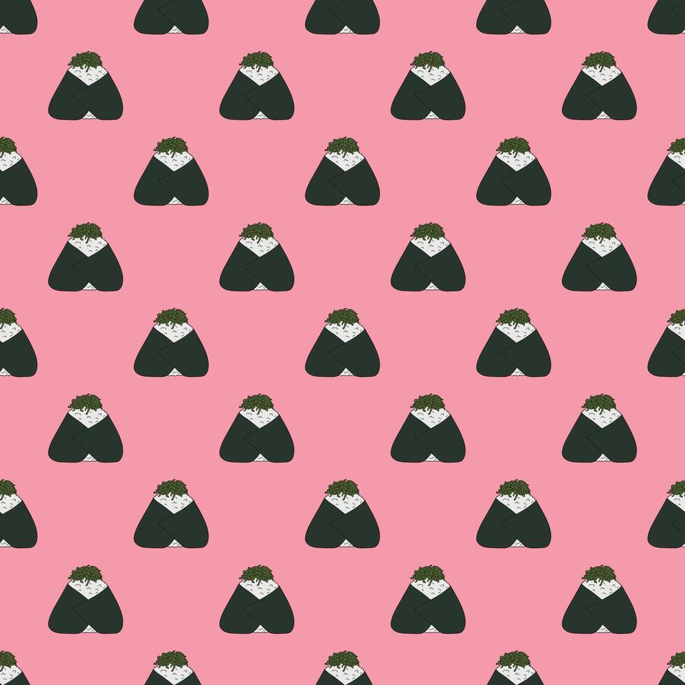 sketch print Seamless pattern with onigiri for decorative print, wrapping paper, menu, wallpaper and fabric vector