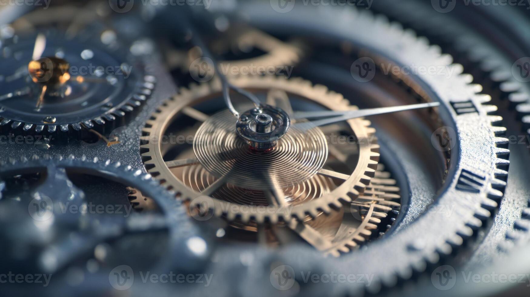 Intricate Details of Vintage Clock Mechanism with Exquisite Clockwork Gears and Elegant Movement Components photo