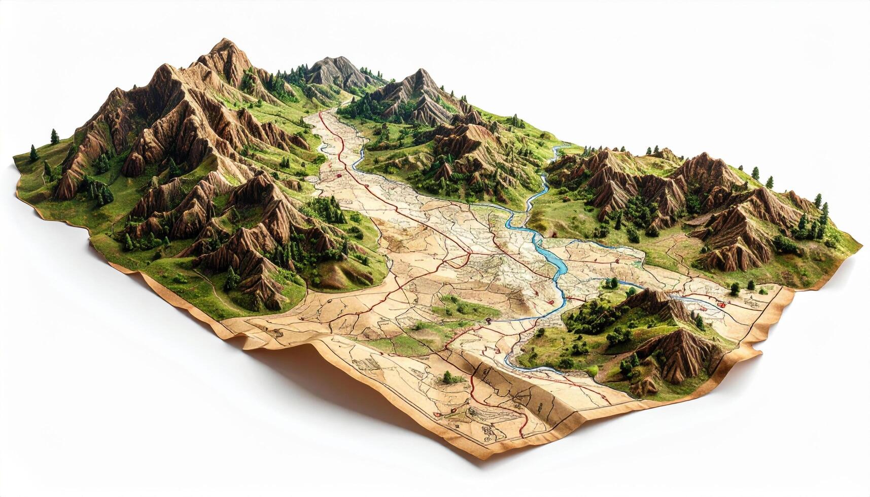 3d model of a map of a mountain range photo